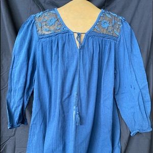 New Chaps Lace Accented Blouse 1X